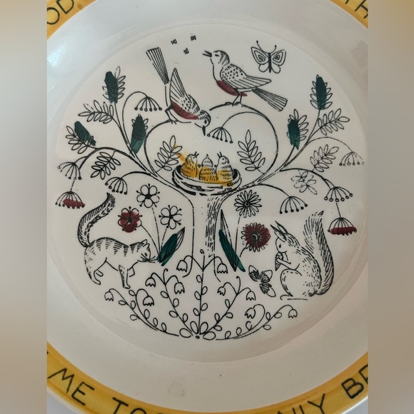 Stavangerflint Norway Childs Blessing Plate Tree Feed the Birdies Ann Lofthus - Picture 3 of 7